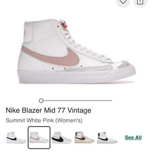 Nike Blazer Mid '77 Vintage Women's Sneakers - White with Pink Swoosh